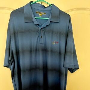 Greg Norman Men’s 3XL Polo Shirt Playdry Golf Performance Shark Logo Blue Poly